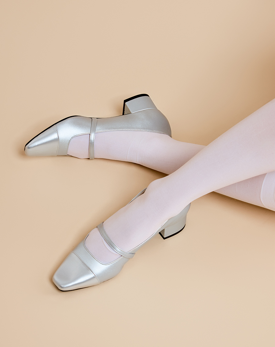 Giày Cao Gót Cao Gót Bít Mũi Phối Cap - Image 2