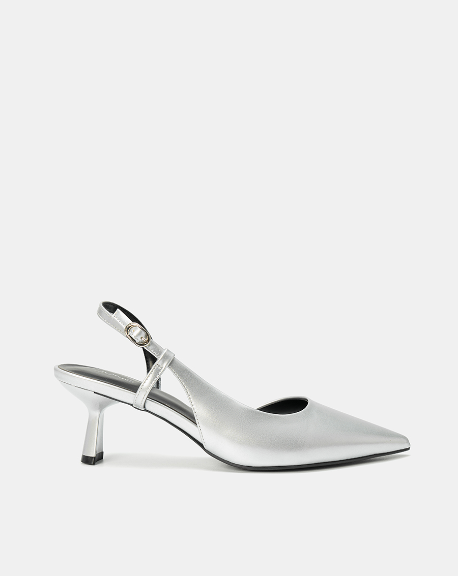 Giày Cao Gót Slingback Phối Liệu Bóng - Image 1