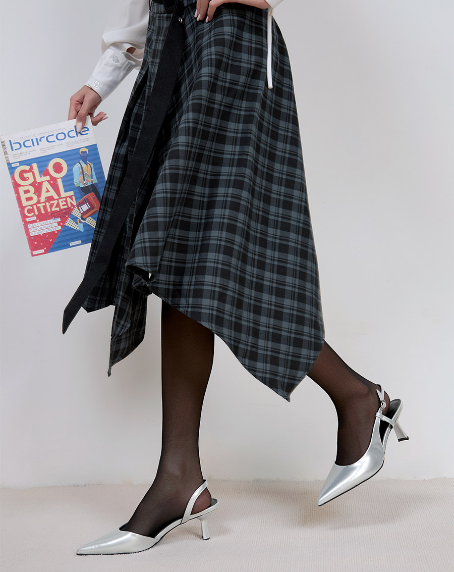 Giày Cao Gót Slingback Phối Liệu Bóng - Image 2