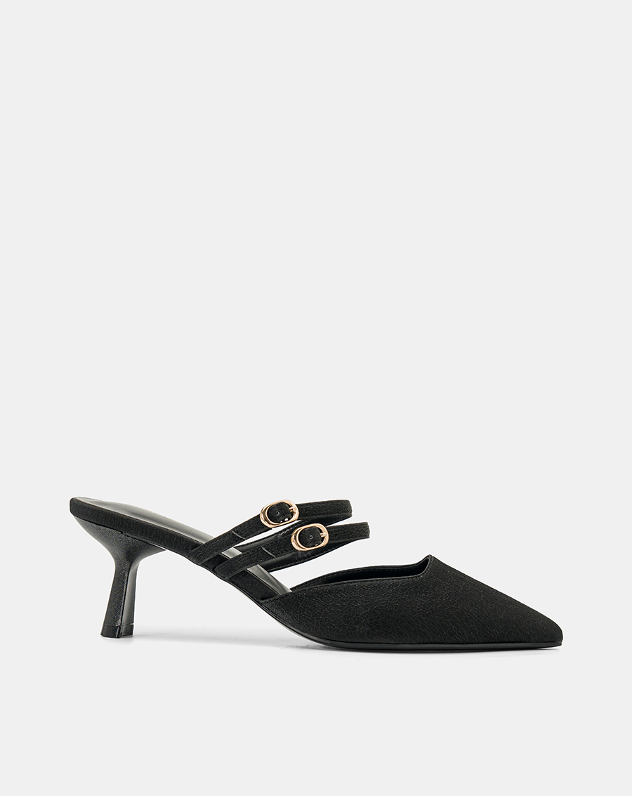 Giày Cao Gót Mules Phối Hai Quai Trang Trí - Image 1