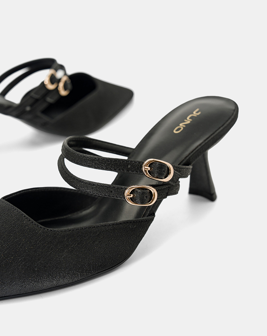 Giày Cao Gót Mules Phối Hai Quai Trang Trí - Image 4