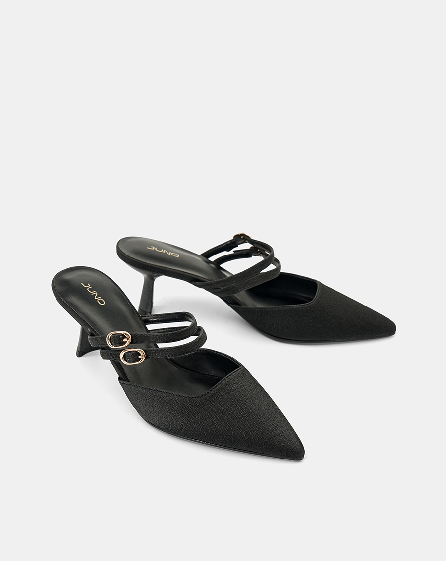 Giày Cao Gót Mules Phối Hai Quai Trang Trí - Image 7