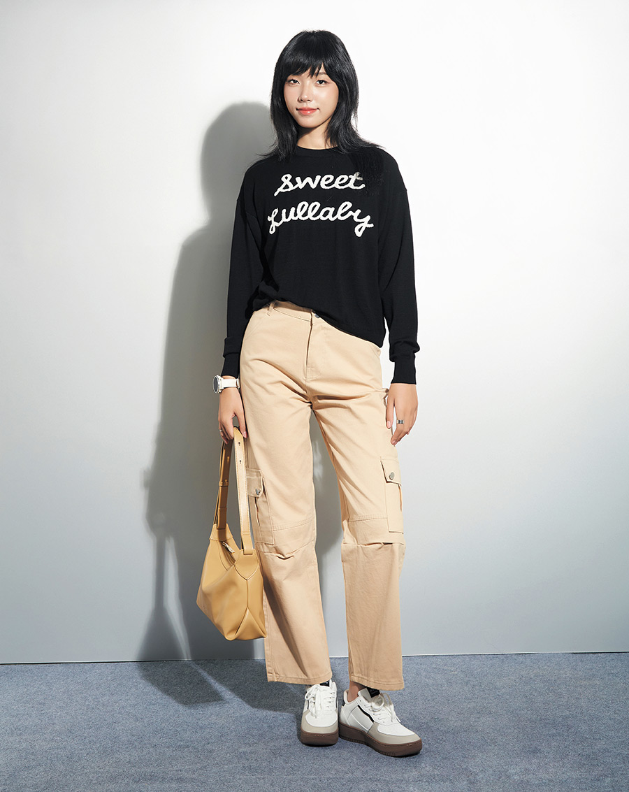 Áo dệt kim oversized tay dài - Image 3