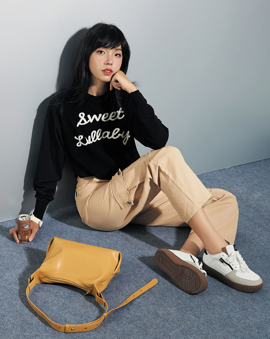 Áo dệt kim oversized tay dài - Image 4