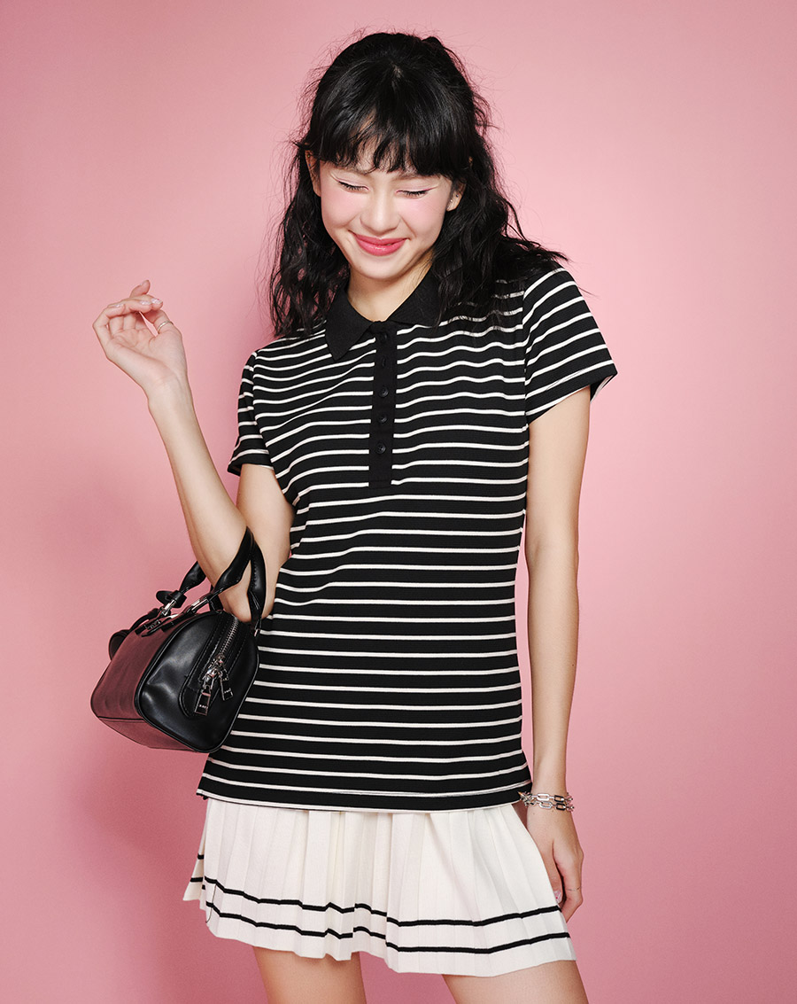 Áo thun polo sọc ngang - Image 1