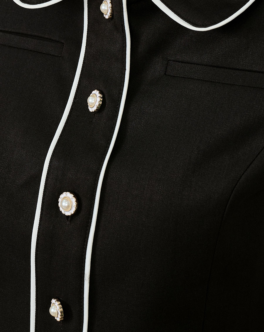 Áo kiểu cổ lá sen phối nút hoa - Image 4