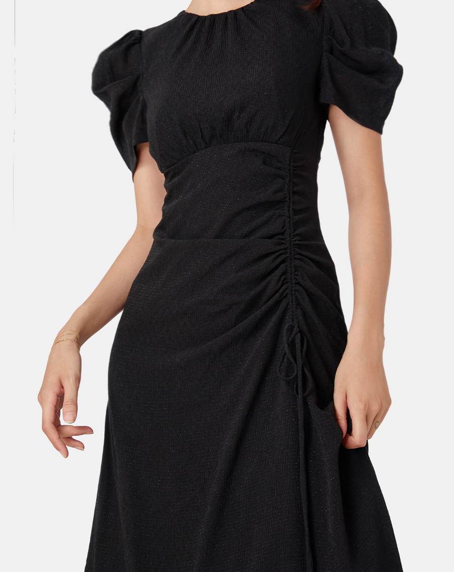 Đầm lửng tay phồng rút dây - Image 2