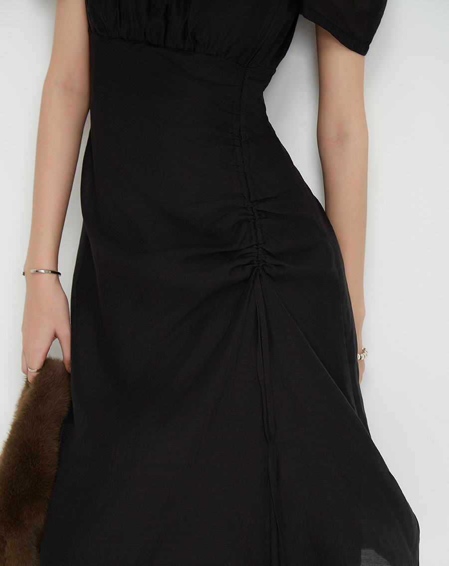 Đầm lửng rút nhún tay phồng - Image 6