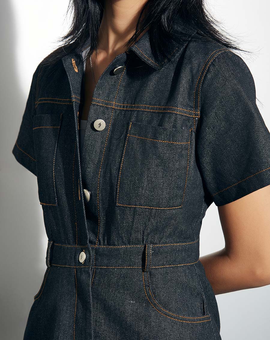 Đầm mini tay ngắn nút J - Image 6