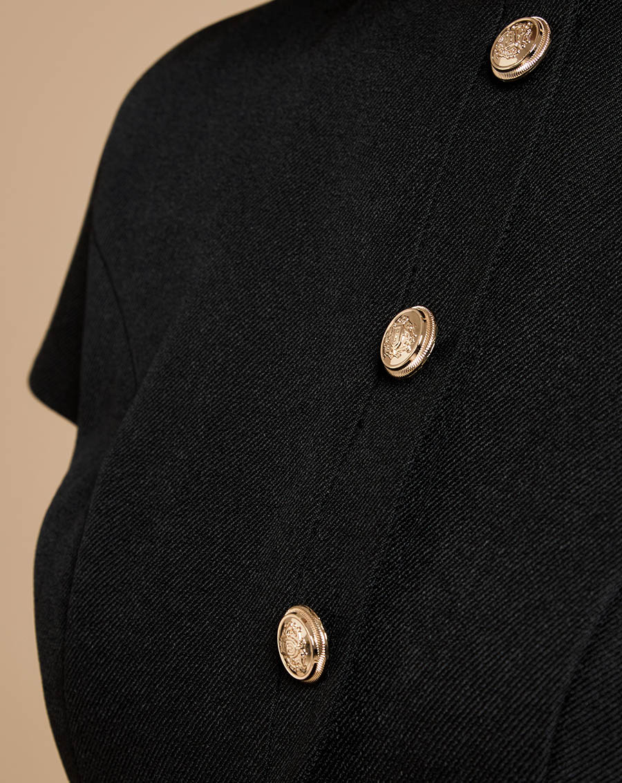 Đầm godet mini phối nẹp nút - Image 4