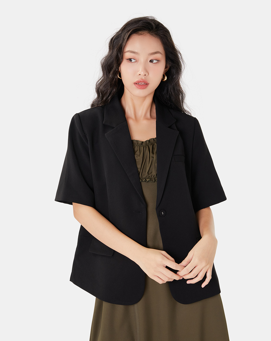 Áo blazer tay ngắn form rộng - Image 1