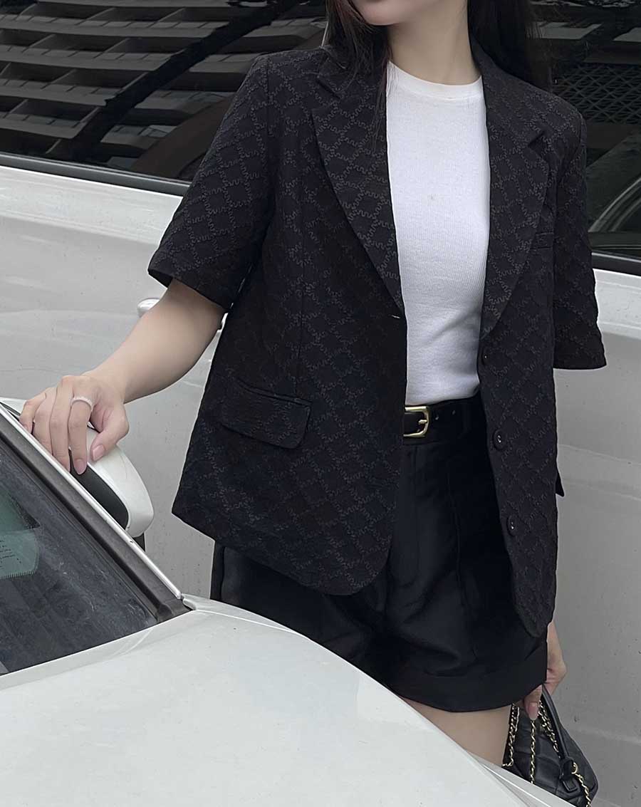 Áo vest xốp nổi hoa văn tay ngắn - Image 4