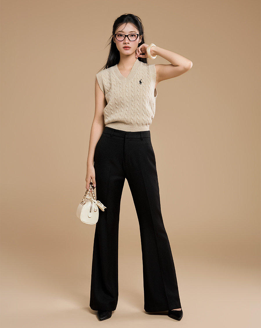 Quần tây dáng loe form mid-wide - Image 1