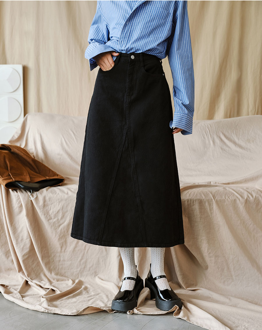 Chân Váy Denim midi form A - Image 1