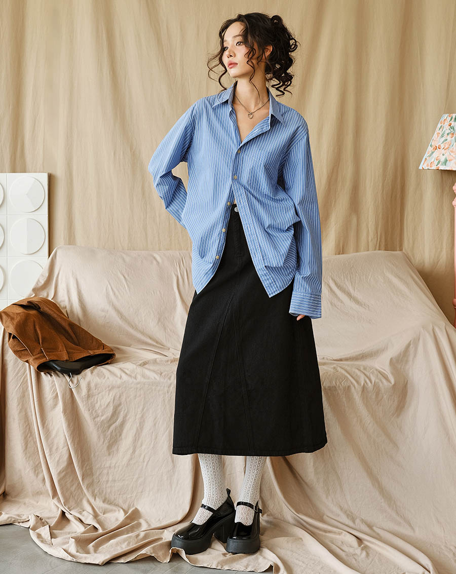 Chân Váy Denim midi form A - Image 2