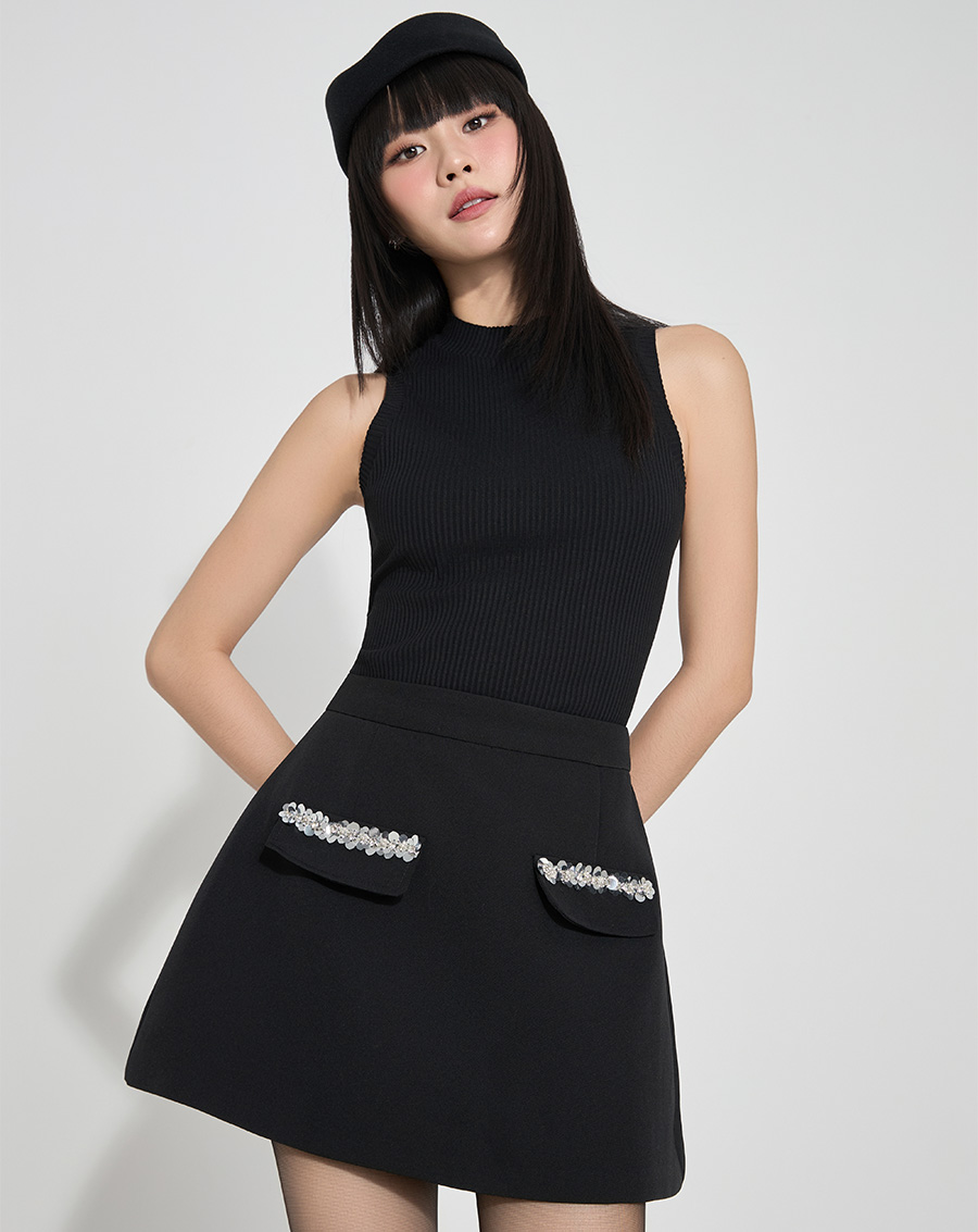 Chân váy trang trí dây sequin - Image 1