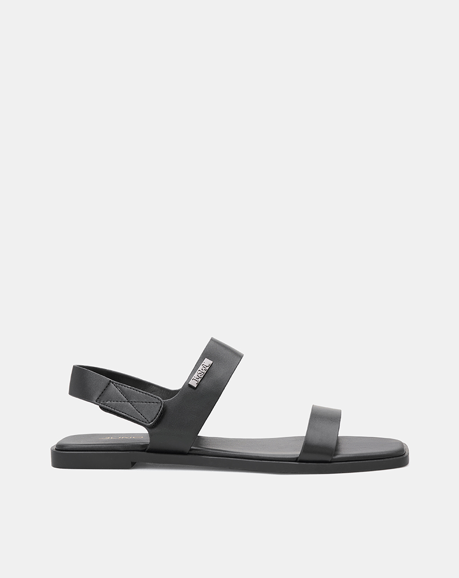 Giày Sandal Đế Bệt Quai Ngang Phối Khóa Trang Trí - Image 1