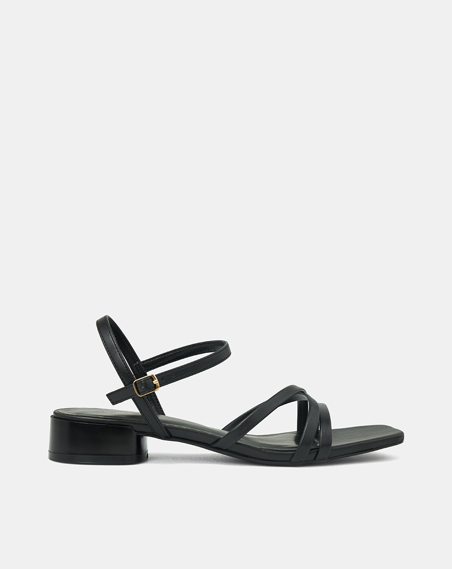 Giày Sandal Gót Thấp Quai Chéo