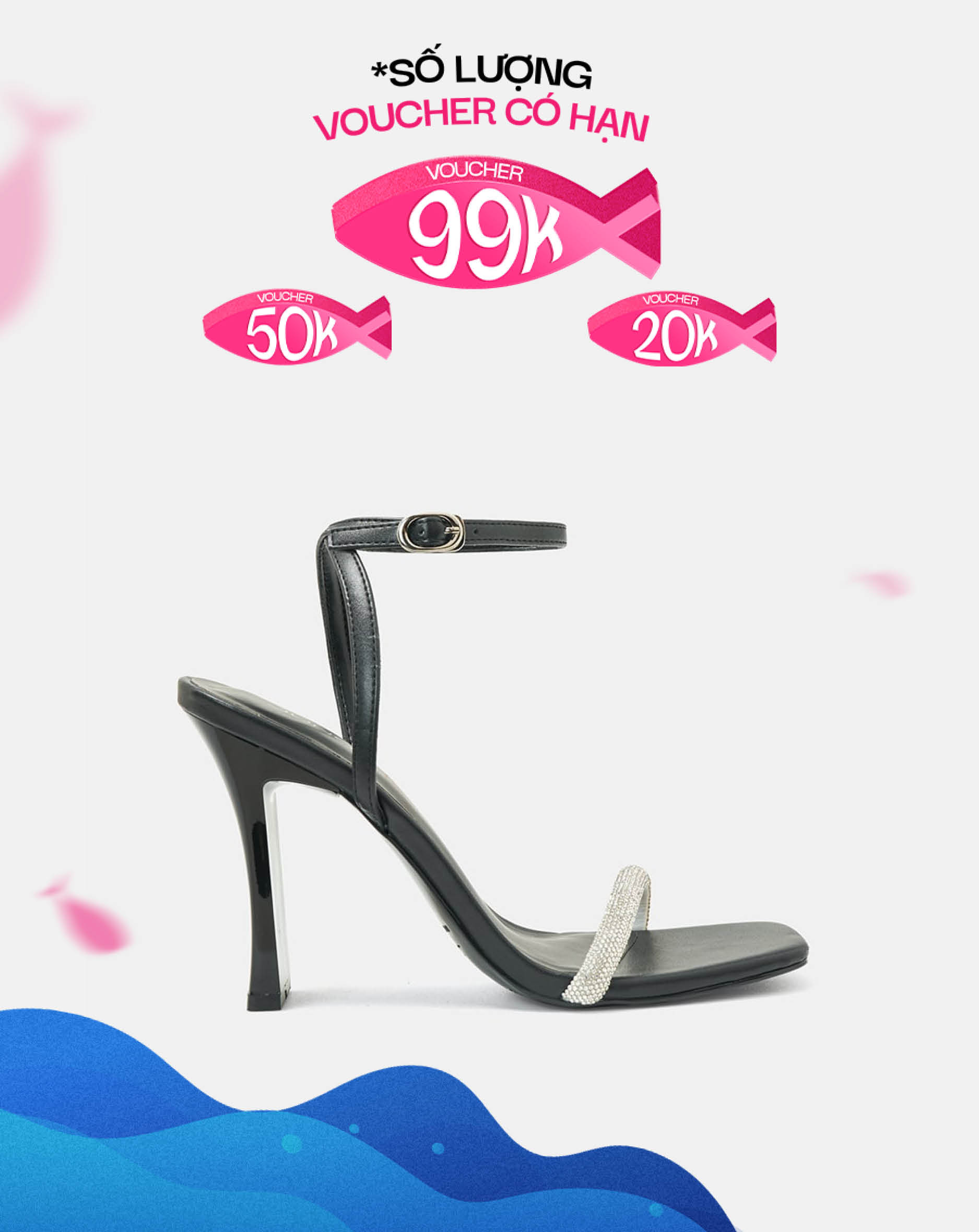 Giày Sandal Gót Thanh Phối Dây Kim Tuyến