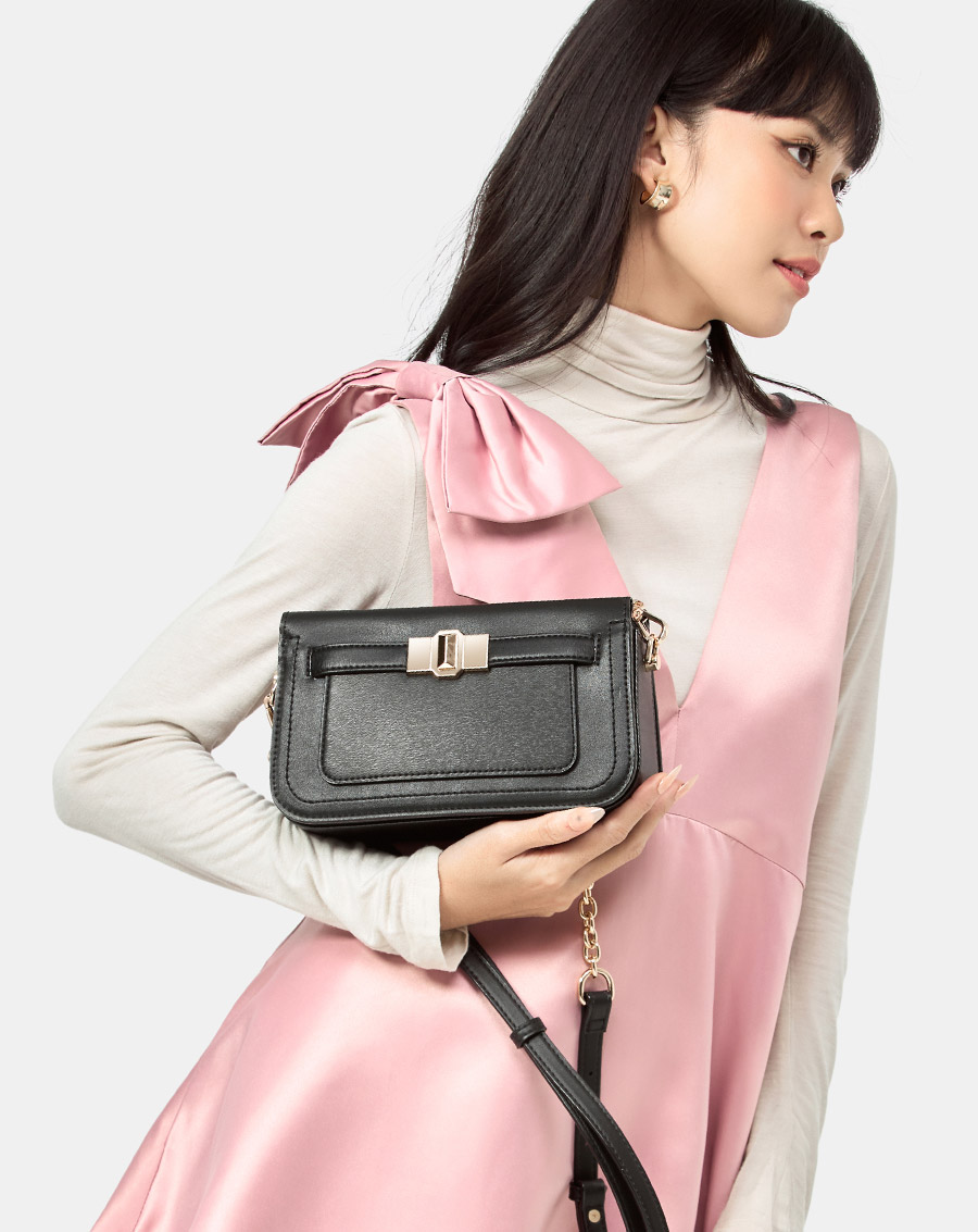Túi Xách Nhỏ Dây Kéo Phối 2 Chất Liệu - Image 2
