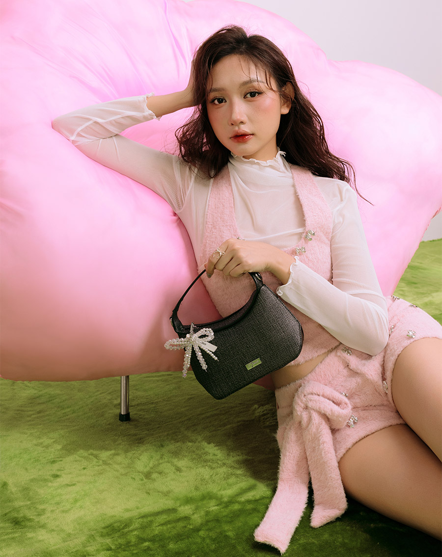 Túi Xách Nhỏ Top Handle Trang Trí Charm Nơ - Image 3