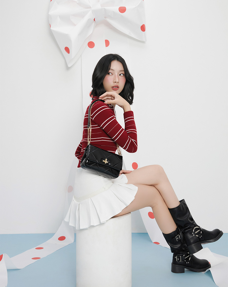 Túi Xách Nhỏ Nắp Gập Trang Trí Khoá - Image 3