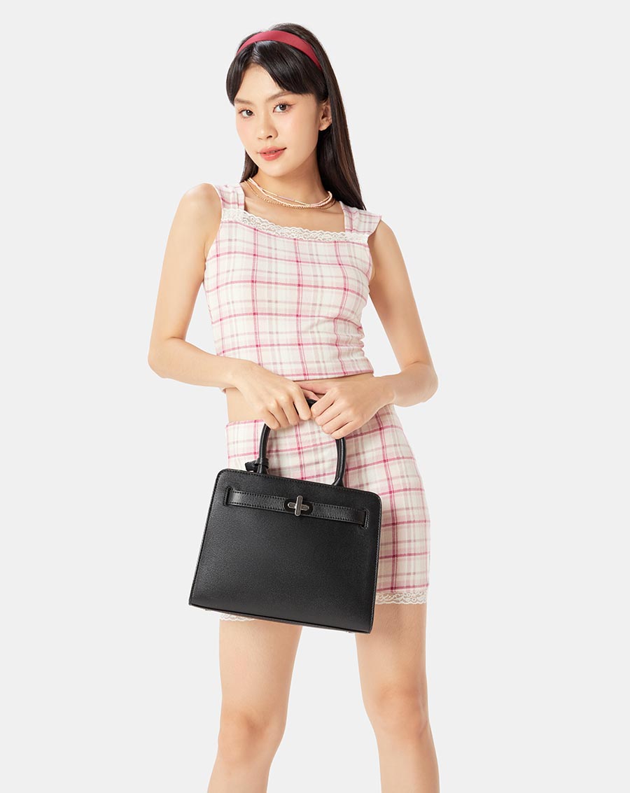 Túi Xách Trung Trang Trí Charm Và Khóa - Image 3