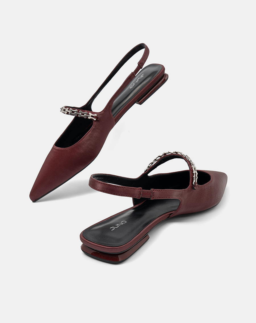 Giày Búp Bê Slingback Phối Quai Mary Jane Xích Trang Trí - Image 2