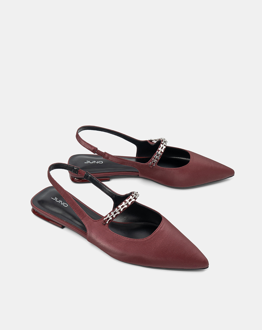 Giày Búp Bê Slingback Phối Quai Mary Jane Xích Trang Trí - Image 5