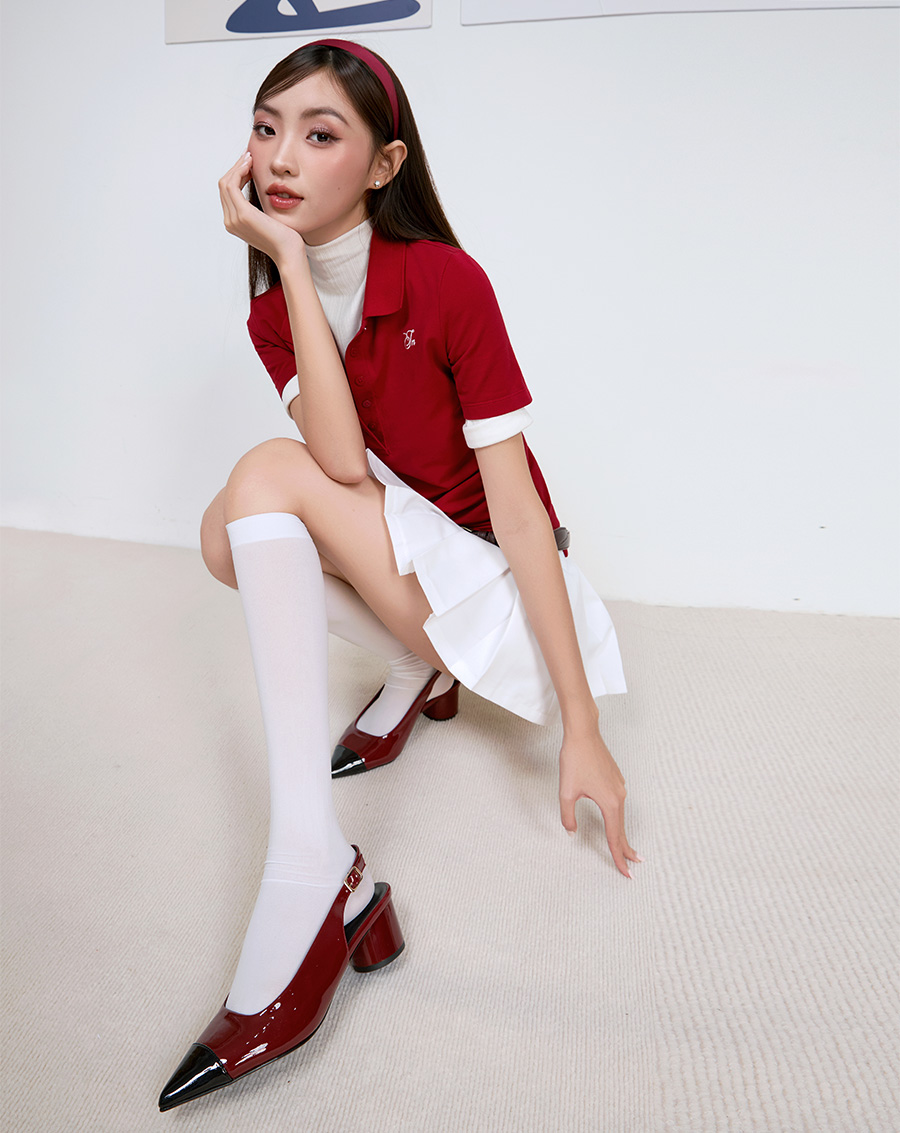 Giày Cao Gót Slingback Mũi Nhọn Phối Toecap - Image 3