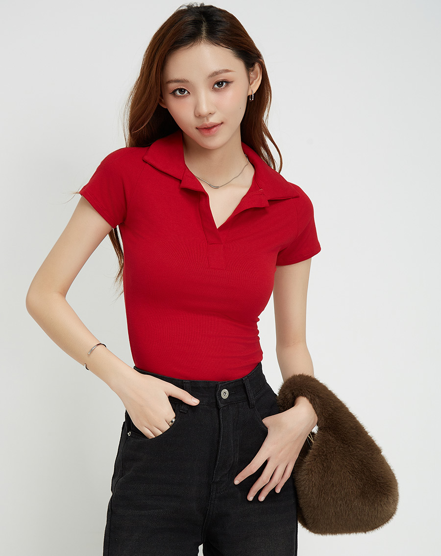 Áo thun cổ polo form ôm - Image 1