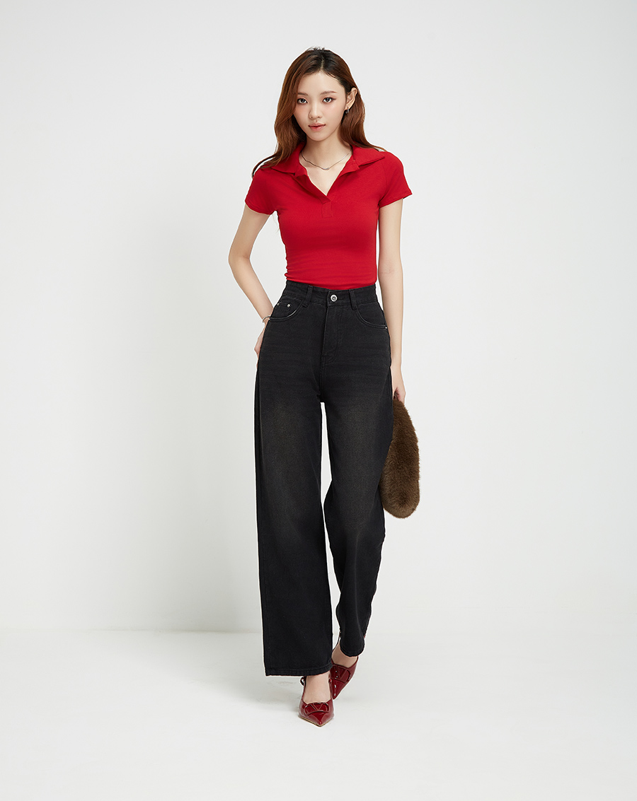 Áo thun cổ polo form ôm - Image 2