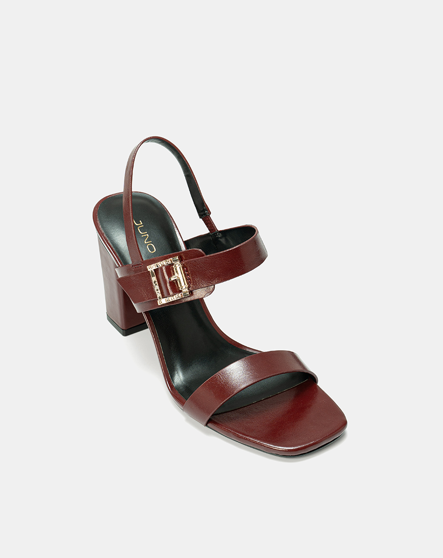 Giày Sandal Gót Vuông Quai Ngang Phối Khóa Trang Trí - Image 6