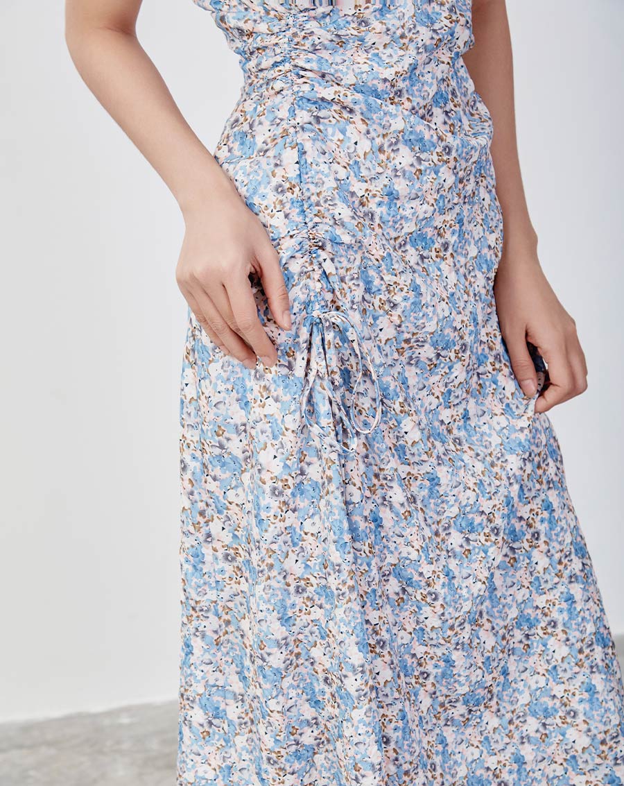 Đầm lửng rút nhún in hoa - Image 2