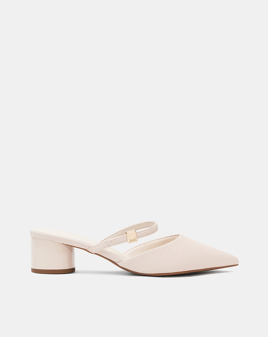 Giày Cao Gót Sục Gót Trụ Thấp Phối Quai Ngang - Image 1