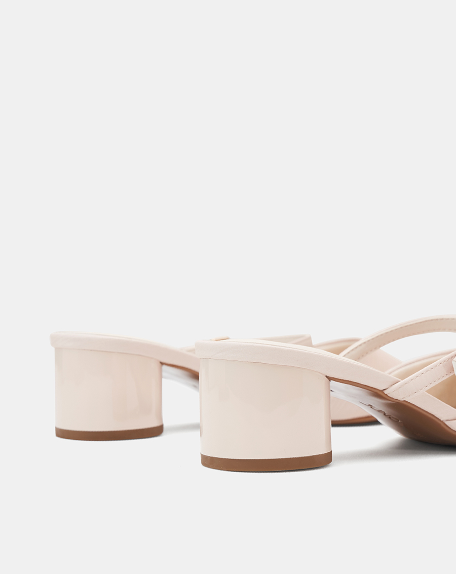 Giày Cao Gót Sục Gót Trụ Thấp Phối Quai Ngang - Image 5