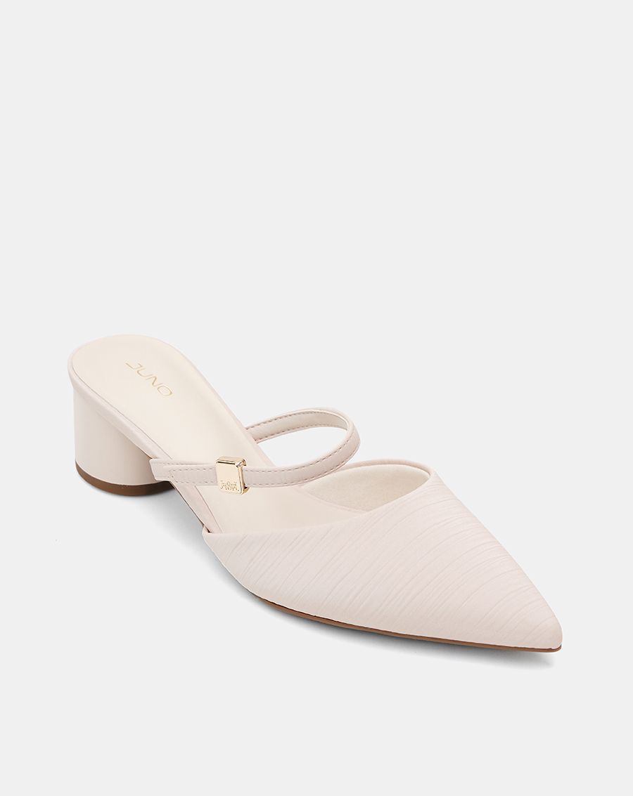 Giày Cao Gót Sục Gót Trụ Thấp Phối Quai Ngang - Image 6