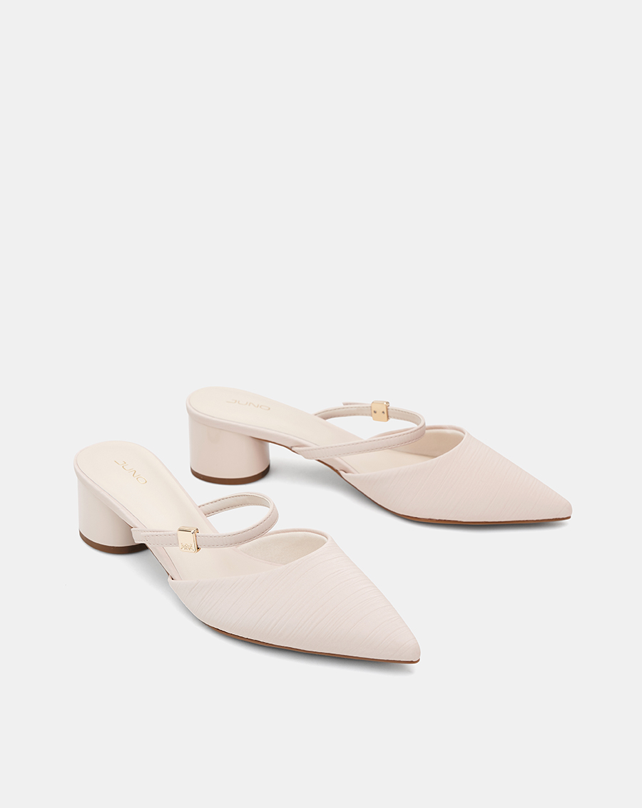 Giày Cao Gót Sục Gót Trụ Thấp Phối Quai Ngang - Image 7