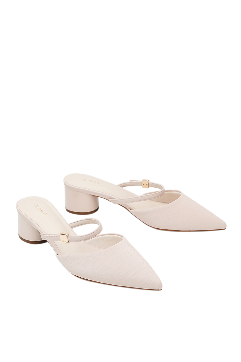 Giày Cao Gót Sục Gót Trụ Thấp Phối Quai Ngang - Image 9