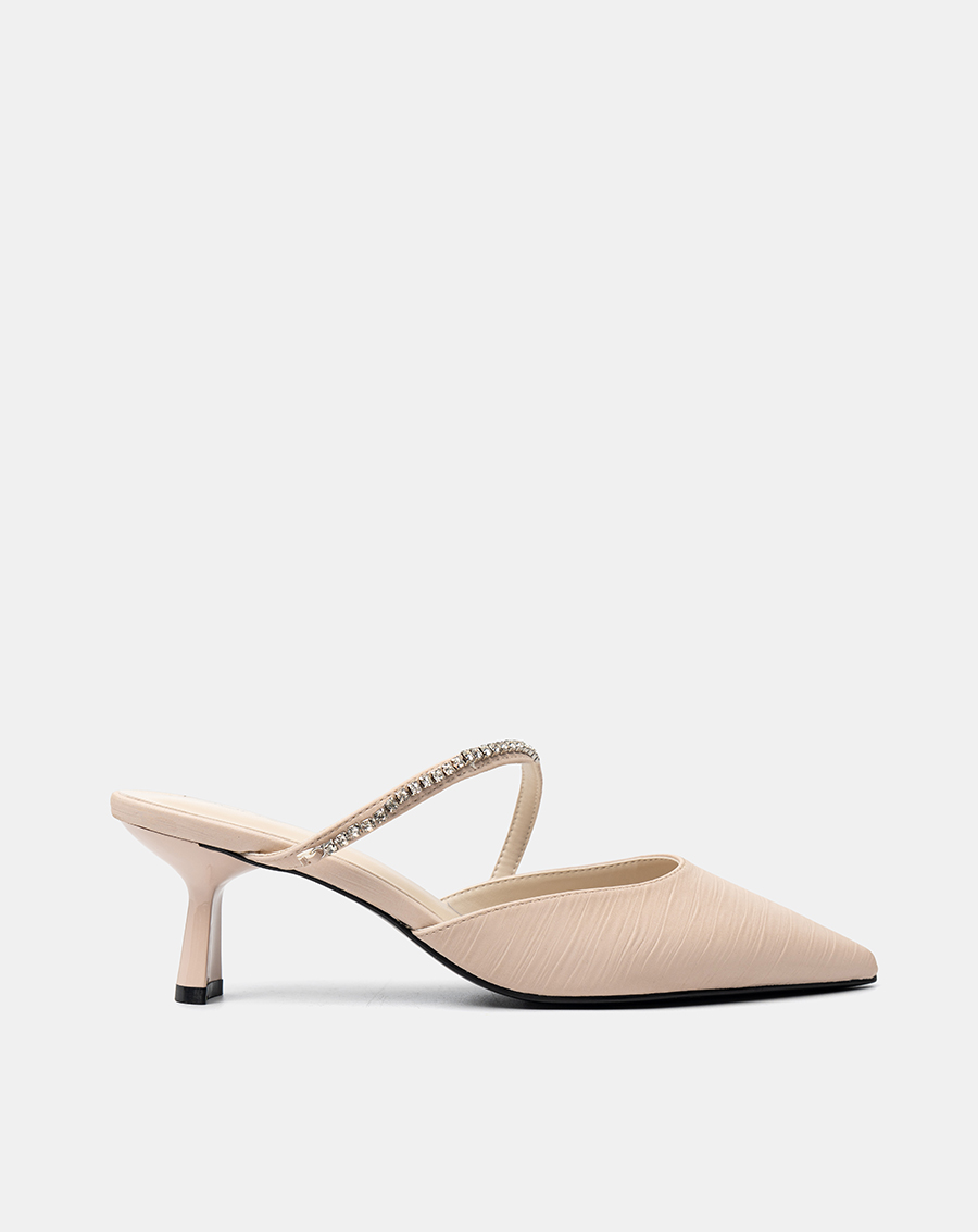 Giày Cao Gót Cao Gót Phối Dây Đá Trang Trí