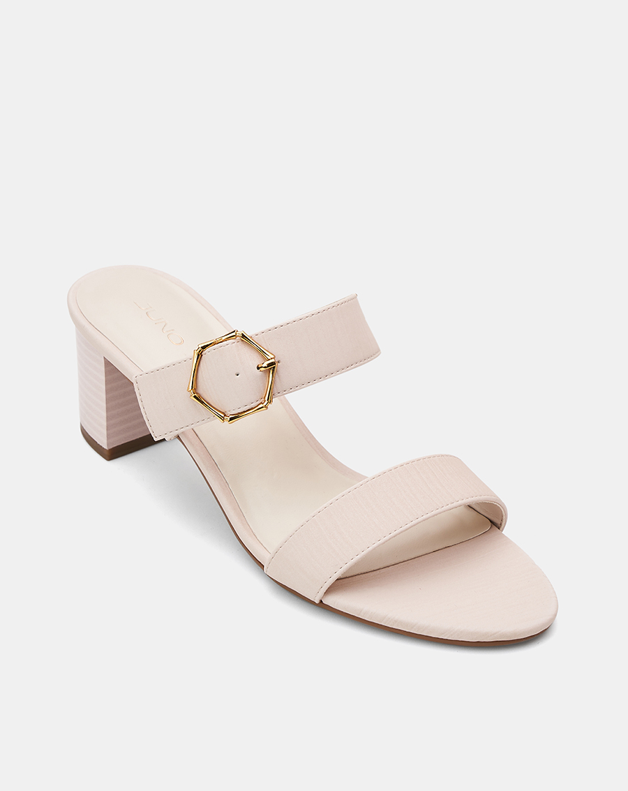 Giày Sandal Gót Vuông Quai Ngang Phối Khóa Trang Trí - Image 6