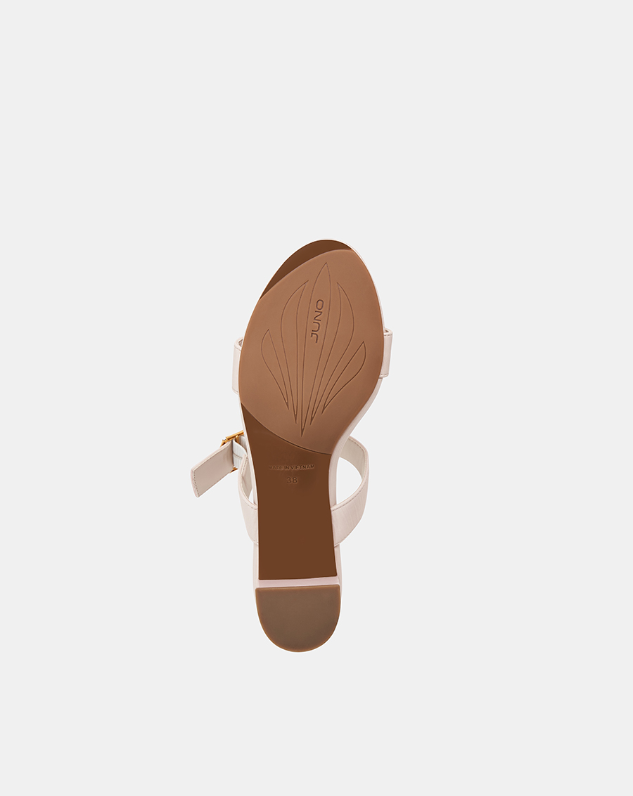 Giày Sandal Gót Vuông Quai Ngang Phối Khóa Trang Trí - Image 8