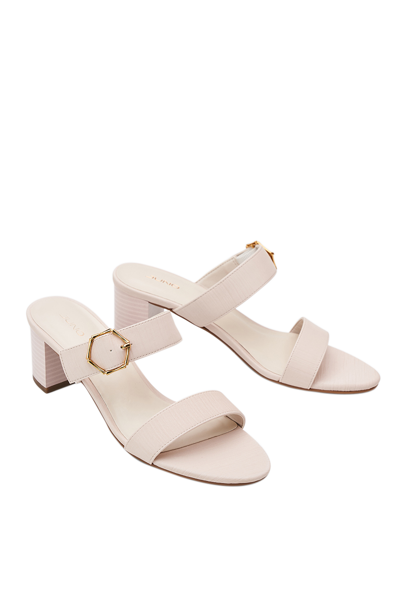 Giày Sandal Gót Vuông Quai Ngang Phối Khóa Trang Trí - Image 9