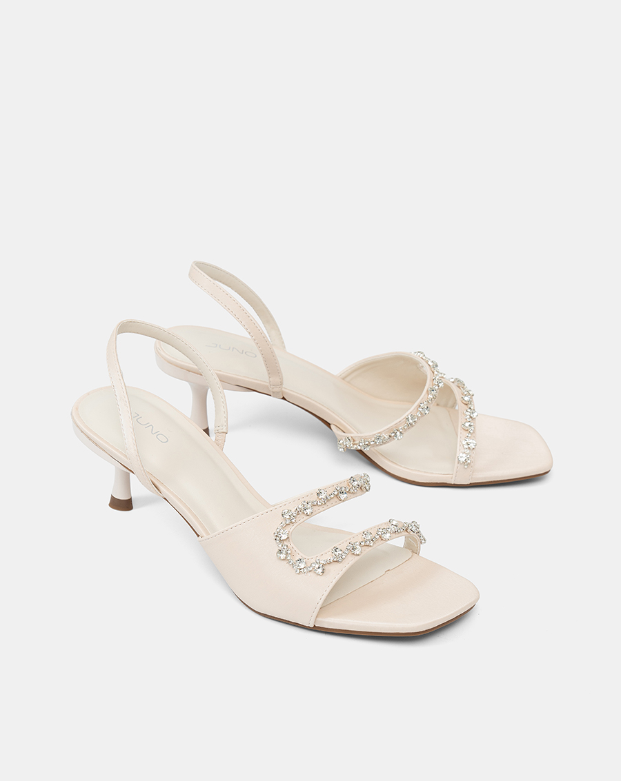 Giày Sandal Cao Gót Quai Cách Điệu Đính Dây Đá - Image 7