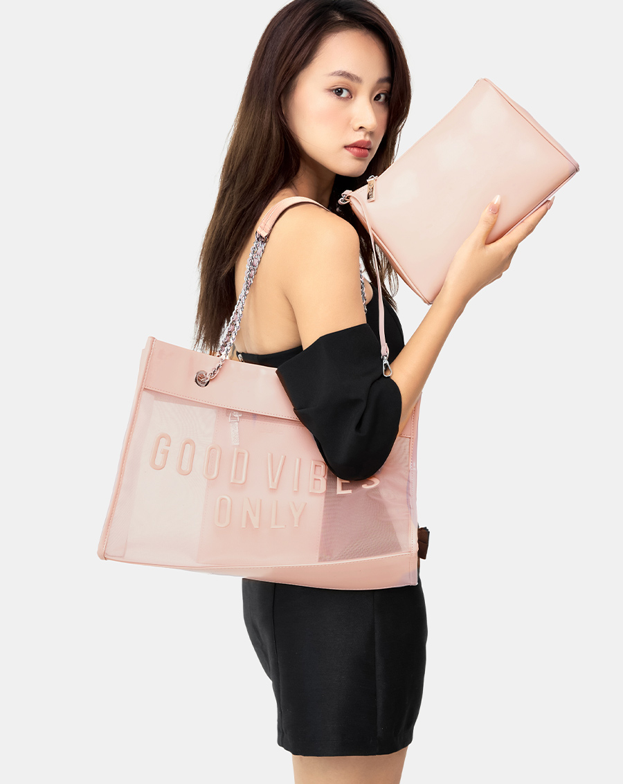 Túi Xách Lớn Tote Bag Phối Lưới Xuyên Thấu - Image 3