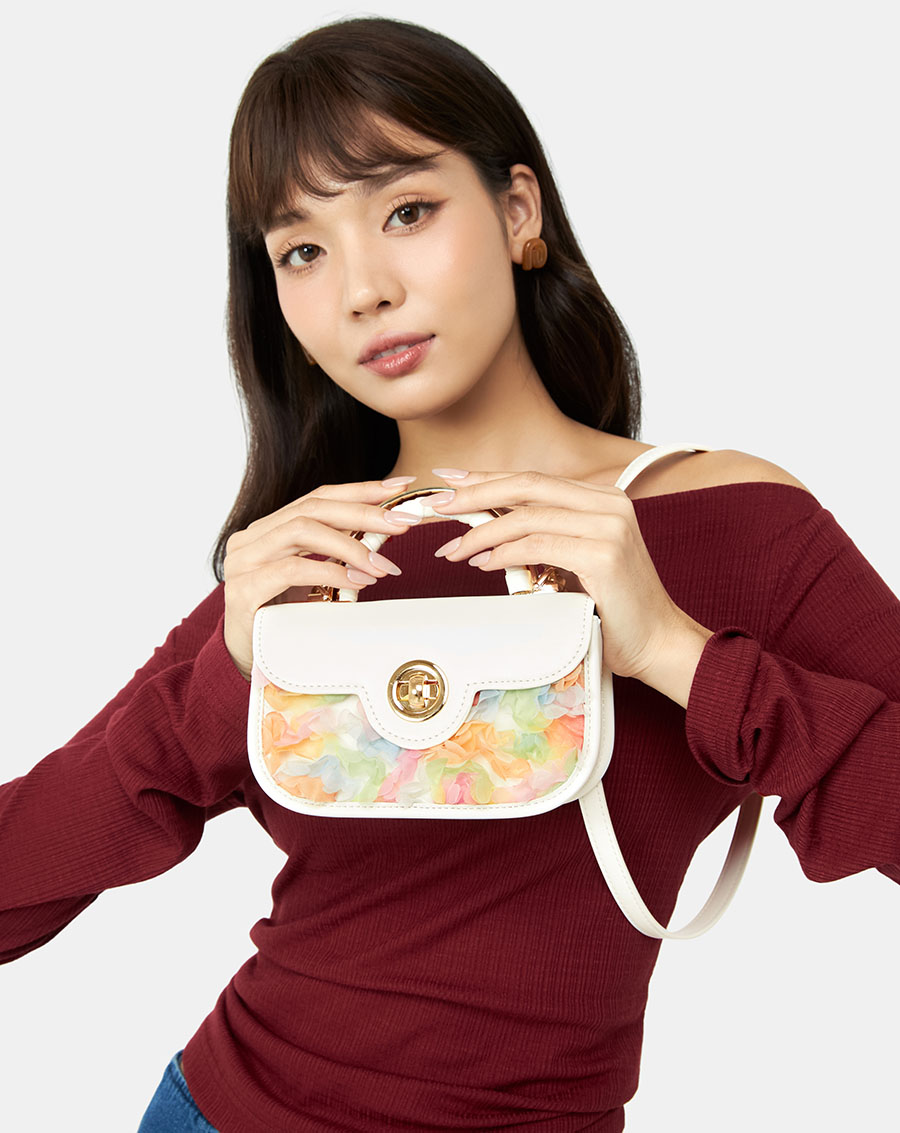 Túi Xách Nhỏ Top Handle Phối Hoa 3D - Image 2