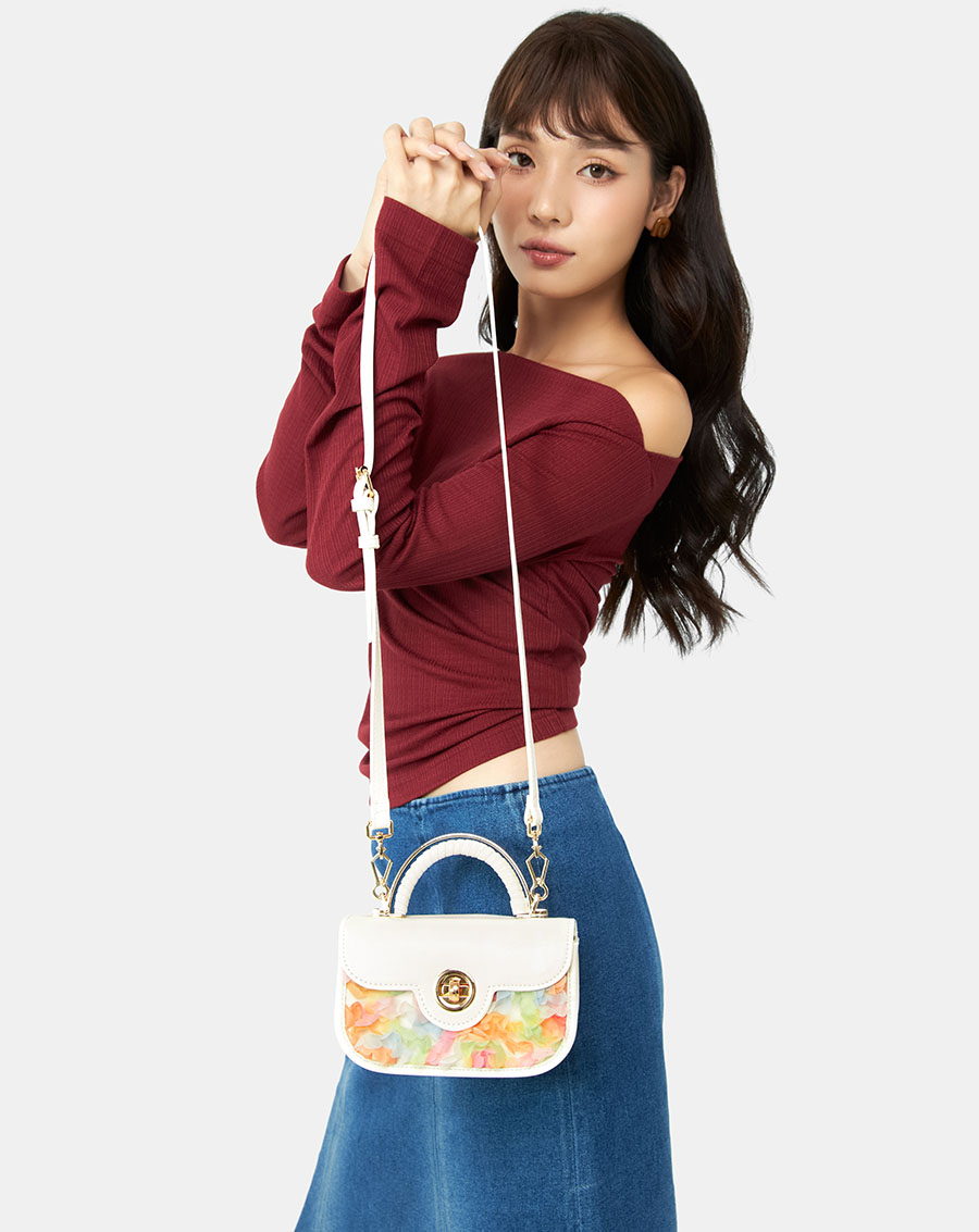 Túi Xách Nhỏ Top Handle Phối Hoa 3D - Image 3