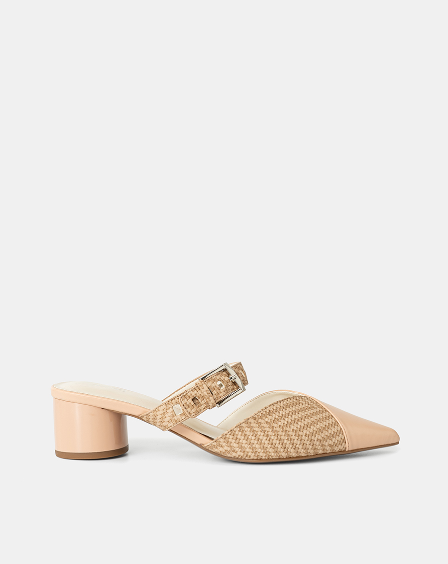 Giày Cao Gót Mules Đắp Mũi Chéo