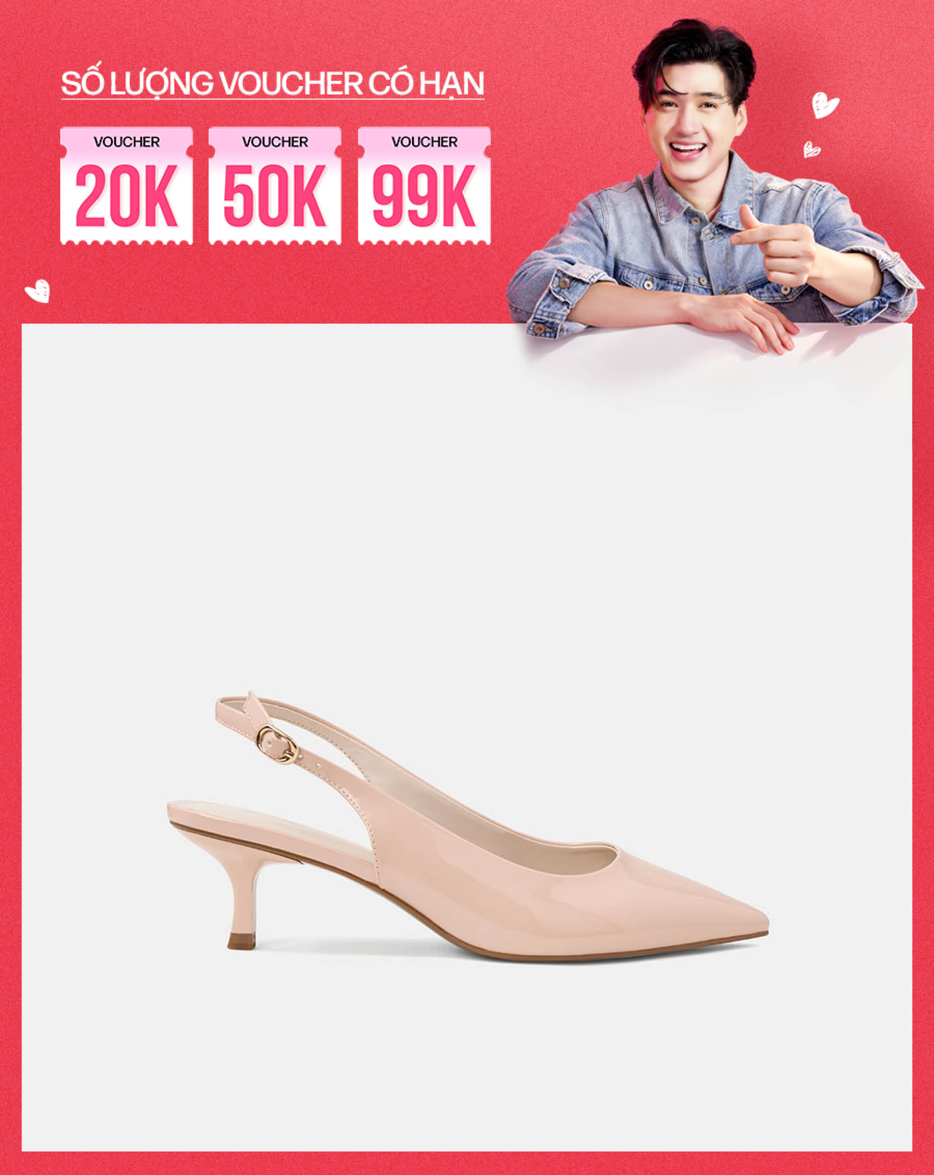 Giày Cao Gót Slingback Mũi Nhọn