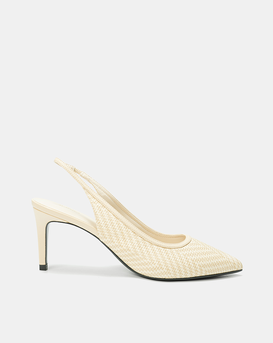 Giày Cao Gót Slingback Phối Chất Liệu Đan - Image 1